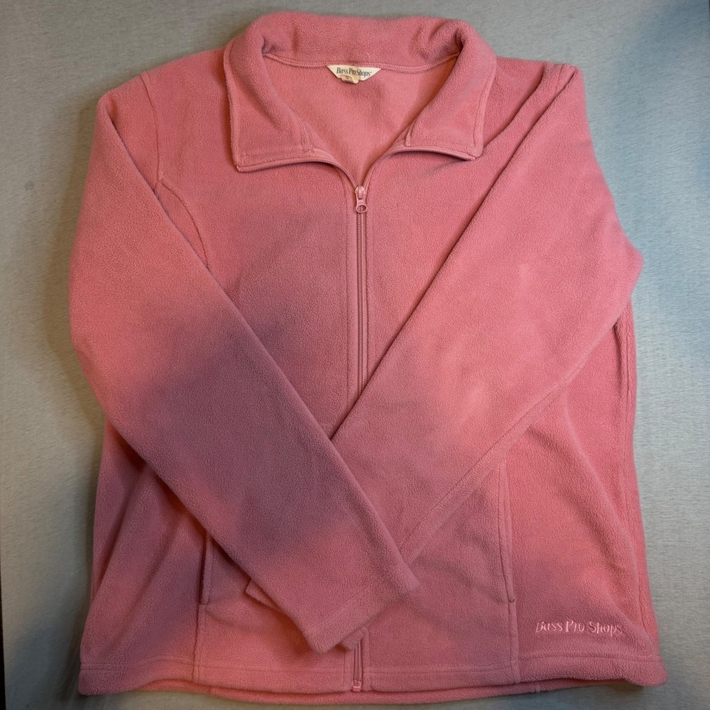Bass Pro Shops Womens Pink‎ Full Zip Fleece Jacket Size Large Outdoor Layer L